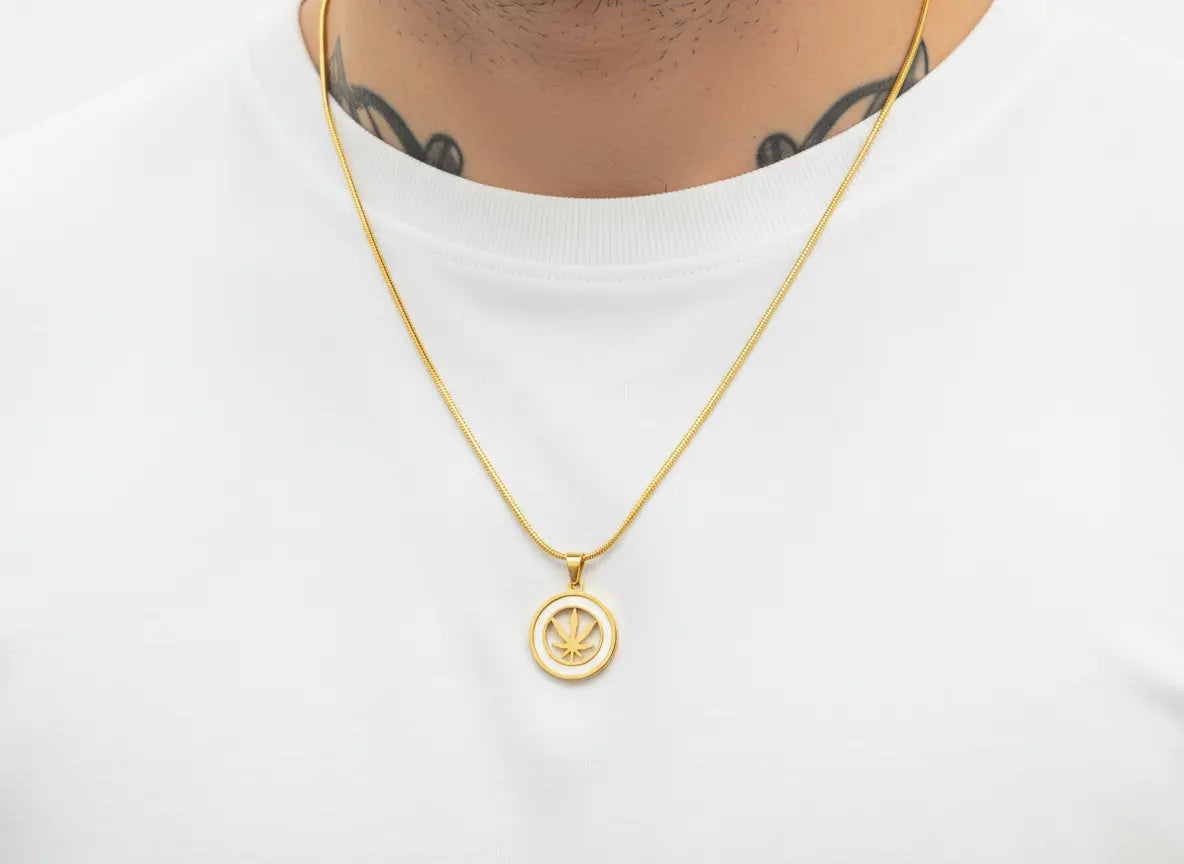 Golden Cannabis Leaf Pendant
