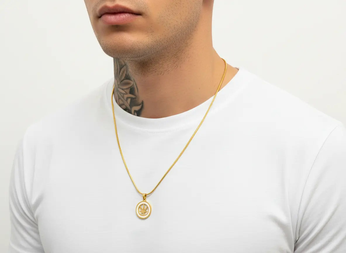 Golden Cannabis Leaf Pendant