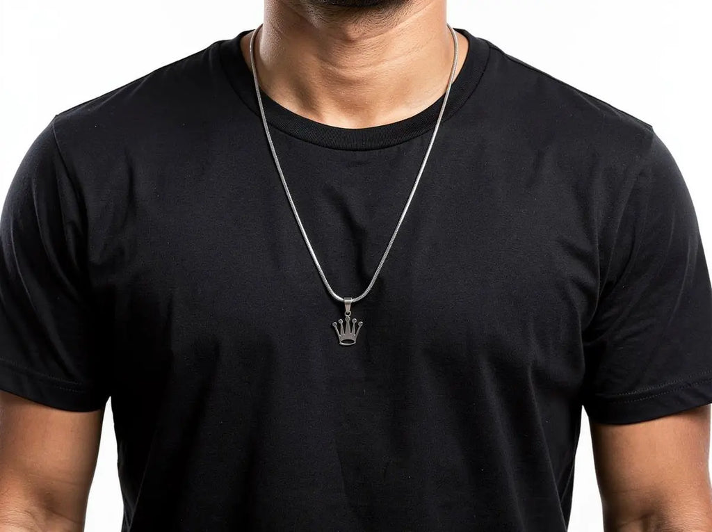 Men's King Crown Pendant Necklace - Salitaire jewellery