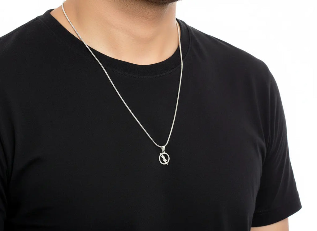 Men's Lightning Bolt Pendant Chain - Salitaire jewellery