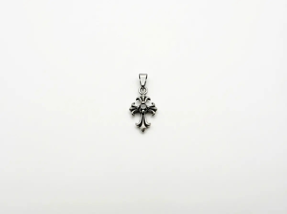 Black Stone Spiked Cross Pendant