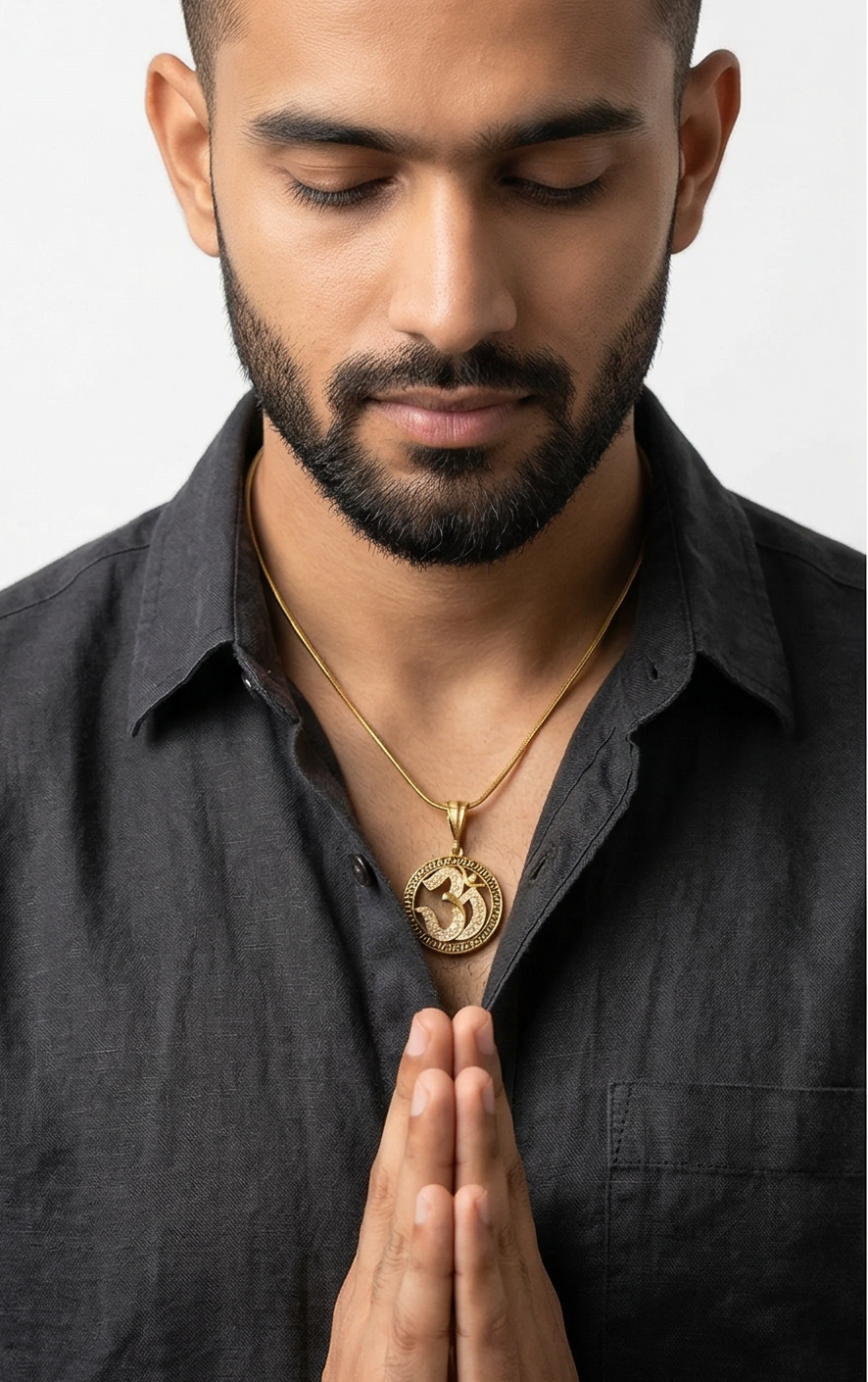 Men's Om Greek Border CZ Pendant - Salitaire jewellery