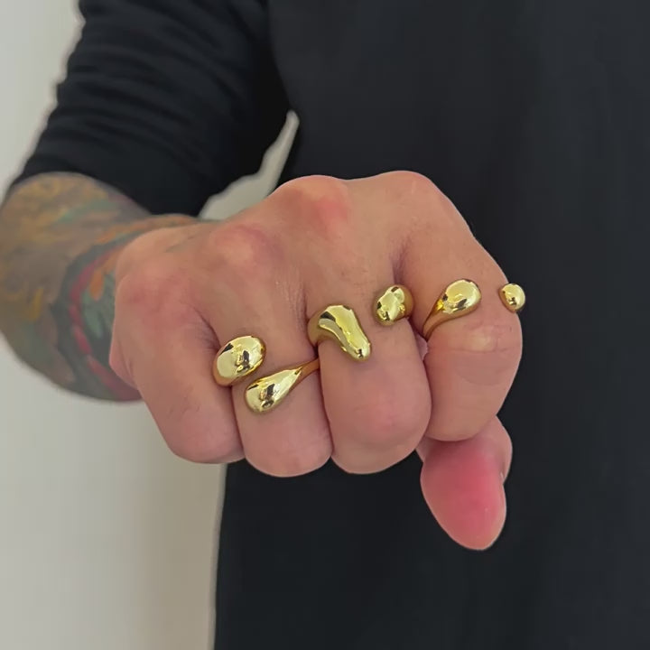 Sculpted Adjustable Statement Ring Set