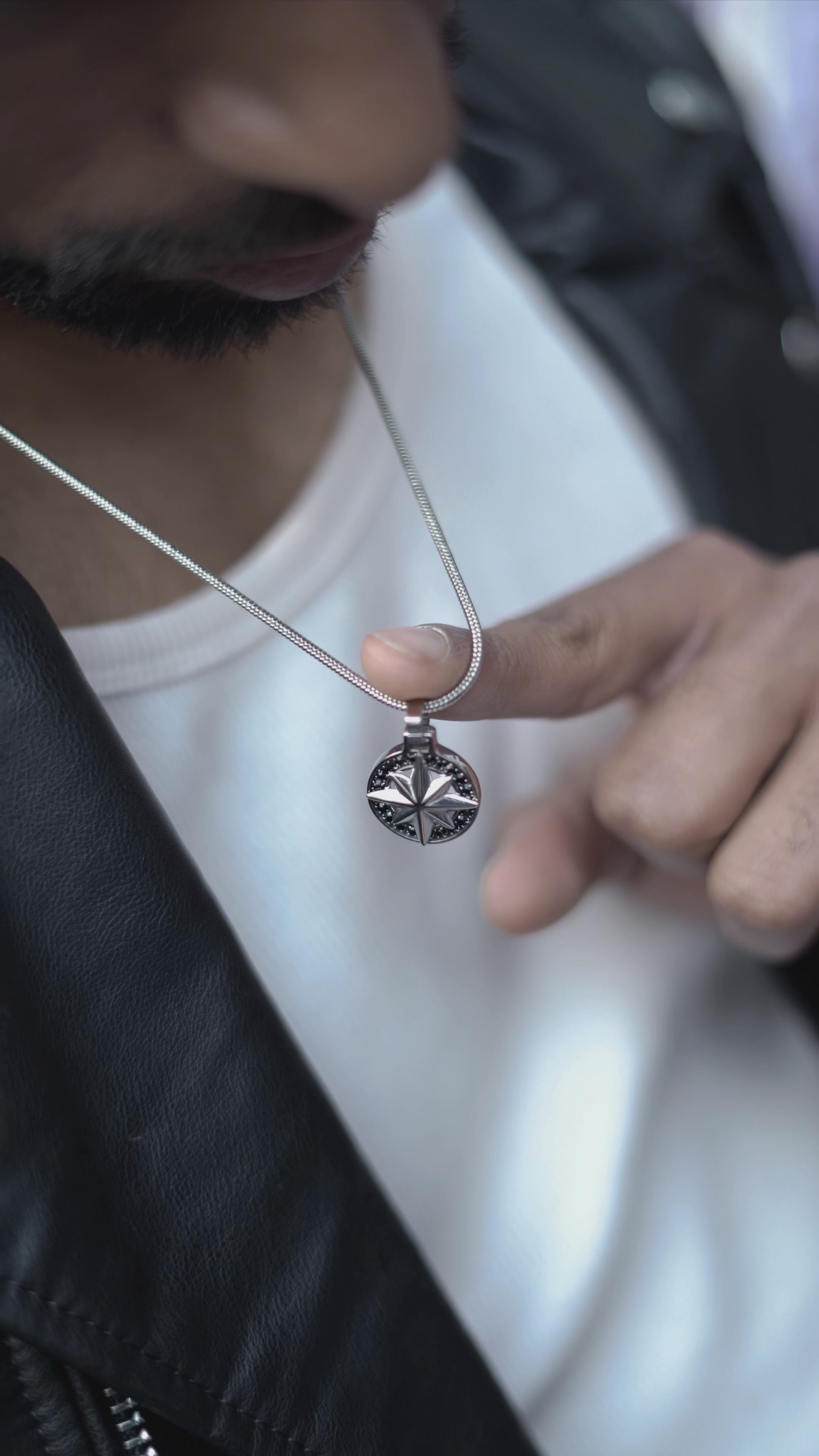 Men's Viking Compass Star Zircon Pendant Necklace - Salitaire jewellery