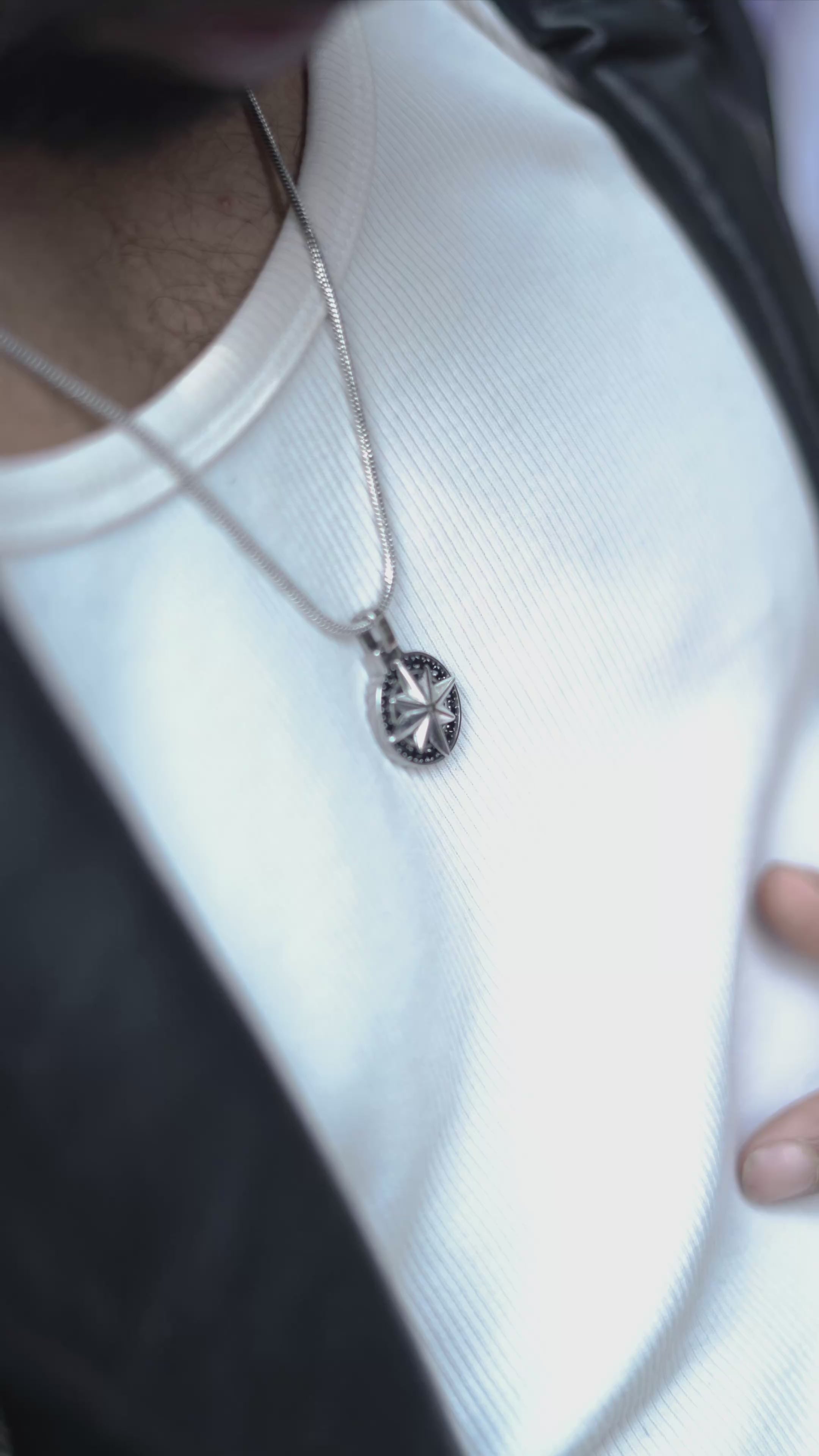 Men's Viking Compass Star Zircon Pendant Necklace - Salitaire jewellery