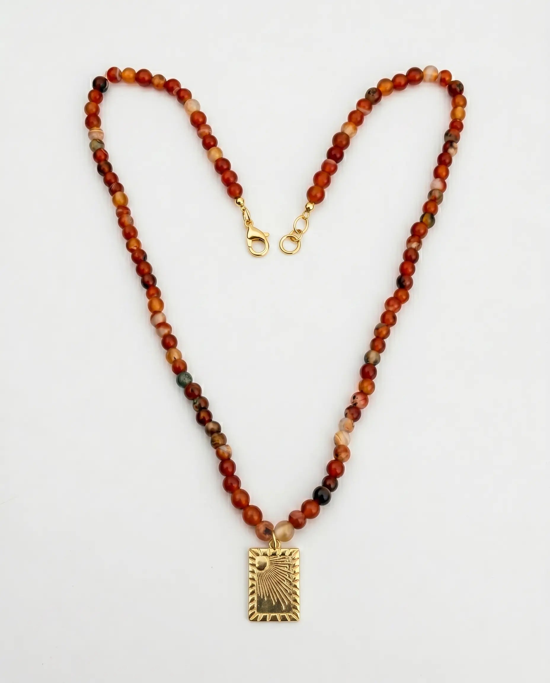 Carnelian Agate Rising Sun Necklace