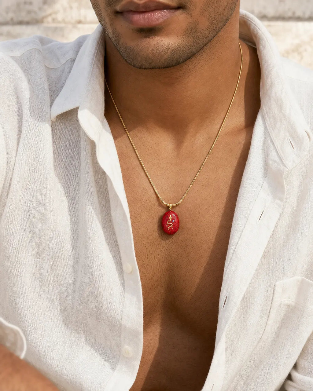 Crimson Coil — Red Howlite Serpent Necklace