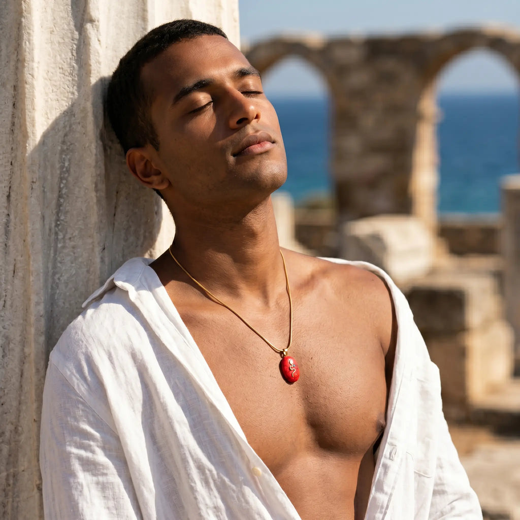 Crimson Coil — Red Howlite Serpent Necklace