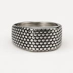 Kavach oxidised silver signet ring front hero view