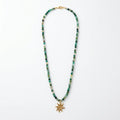Sol Spiral — Green Agate Beaded Necklace