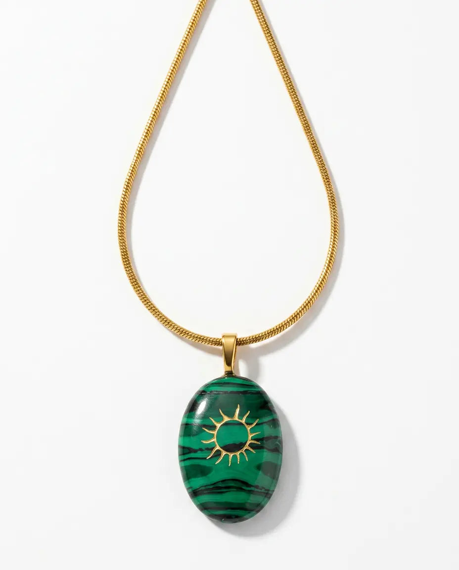 Sol Stack — Green Agate & Gold Snake Chain Set