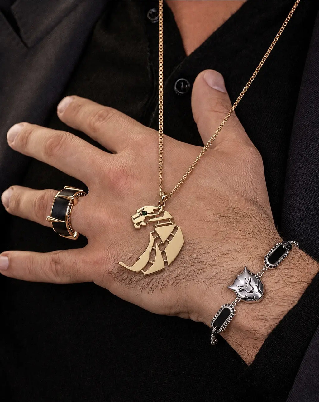 The Panther — Geometric Pendant Necklace