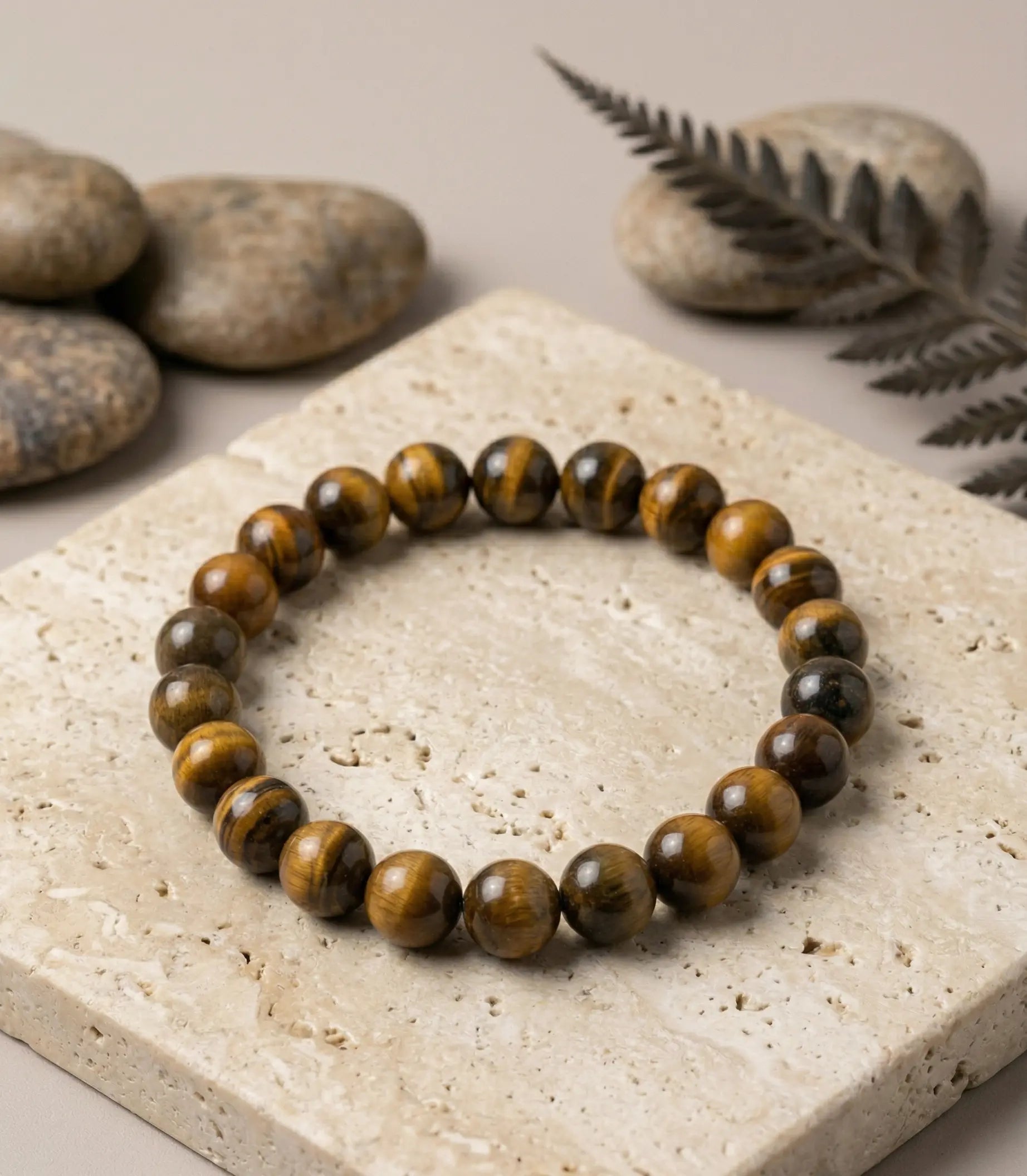 Men's Tiger Eye Stone Bracelet - Salitaire jewellery
