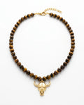 Bull Necklace — Tiger Eye & Gold