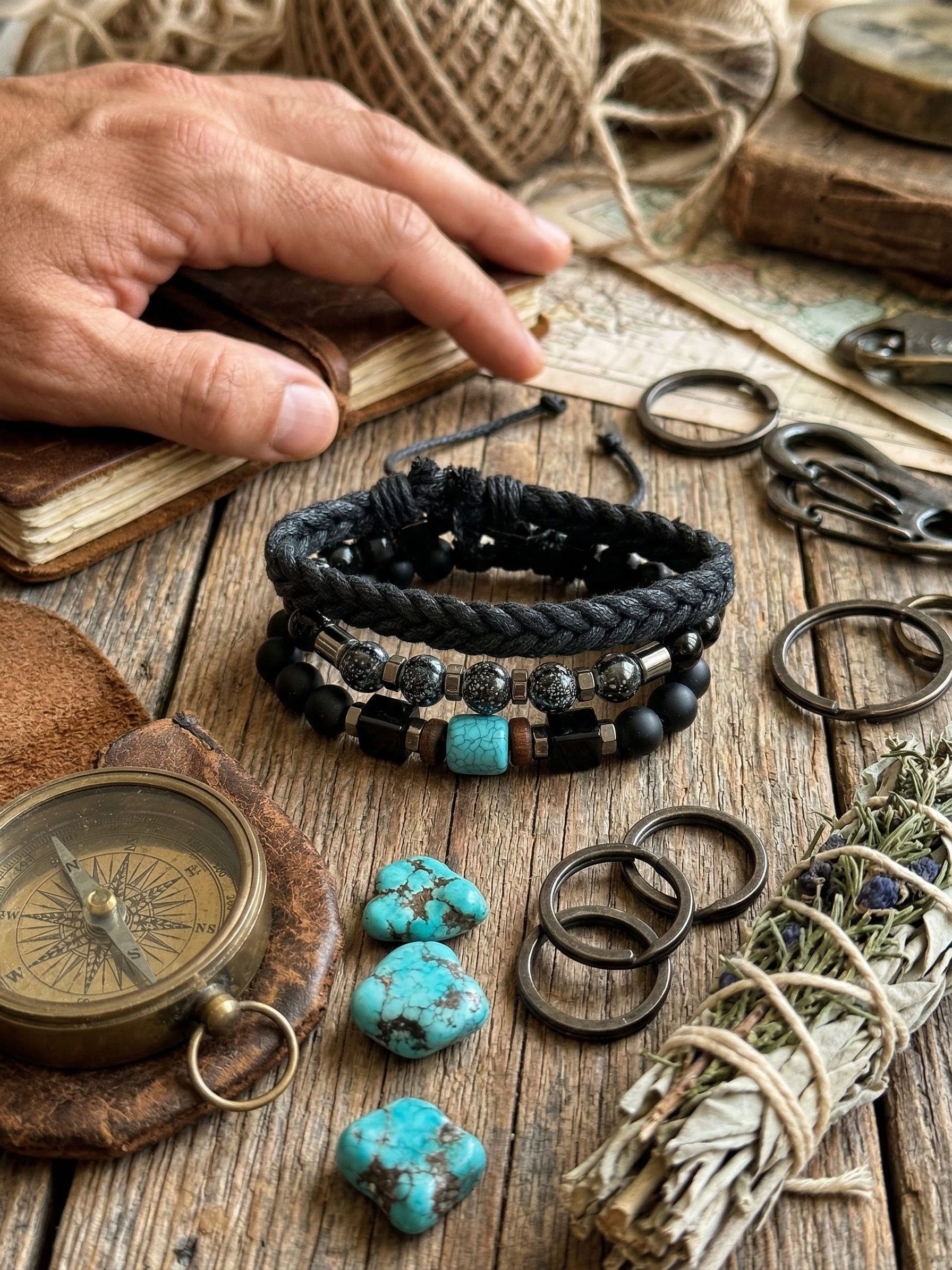 Men's Turquoise & Onyx Bracelet Stack - Salitaire jewellery