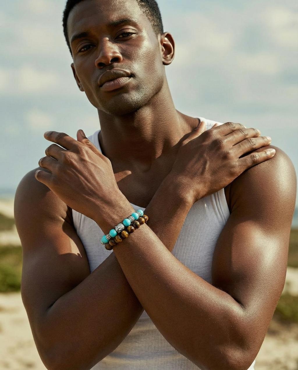 Men's Turquoise Buddha Bracelet - Salitaire jewellery