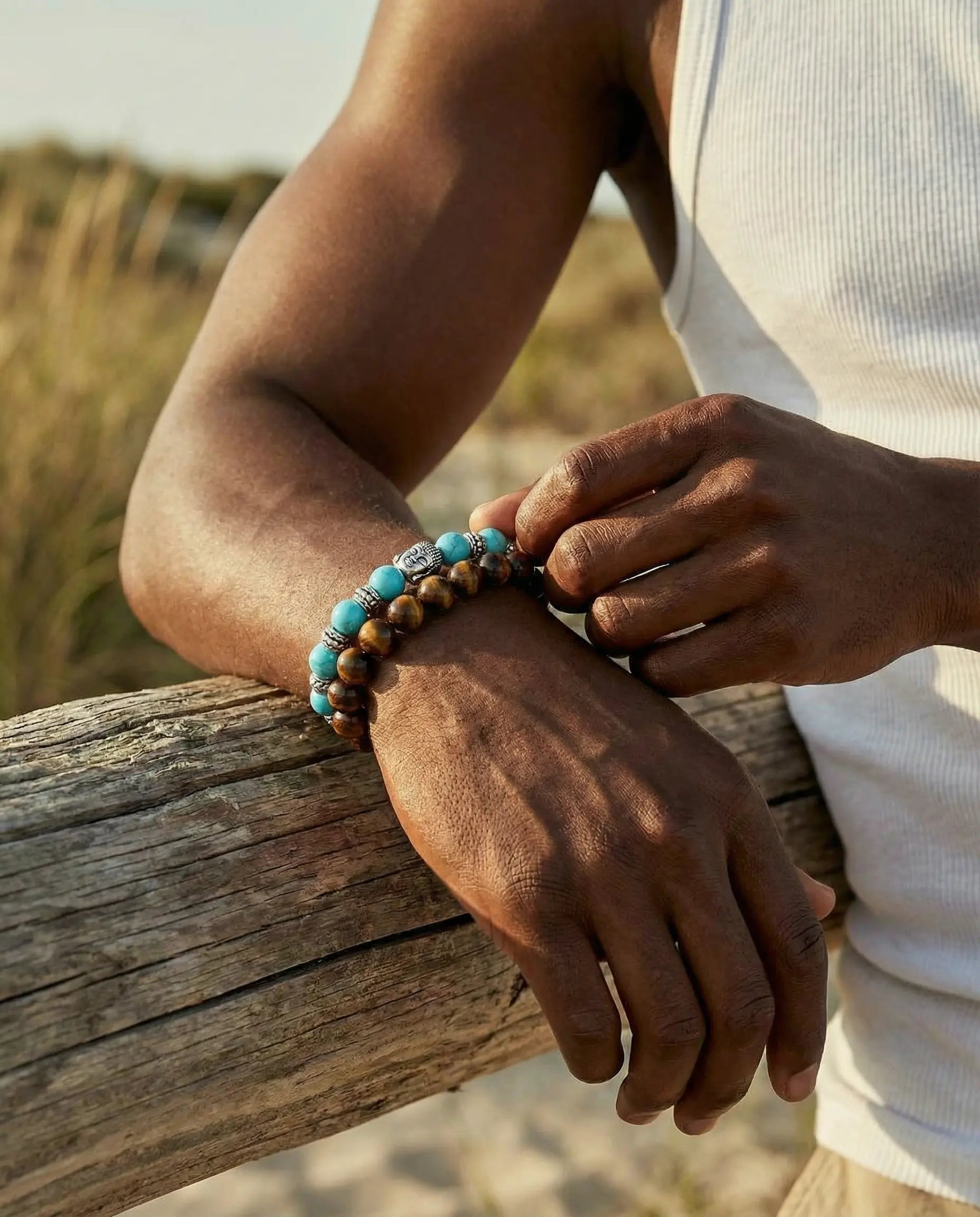 Men's Turquoise Buddha Bracelet - Salitaire jewellery